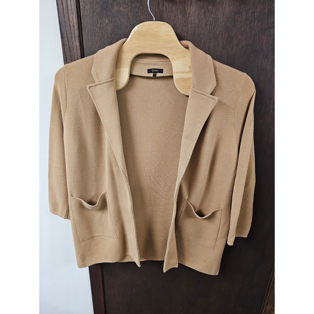 Quince 100% Organic Cotton Knit Blazer Camel Tan 1X SHWDC01